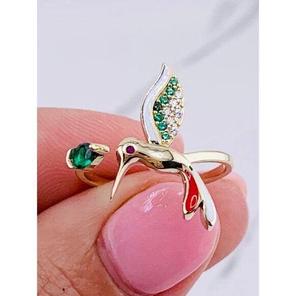 ❤️ 10k solid gold hummingbird ❤️ Size 7 or 8 - can be adjusted colibri - Picture 9 of 9